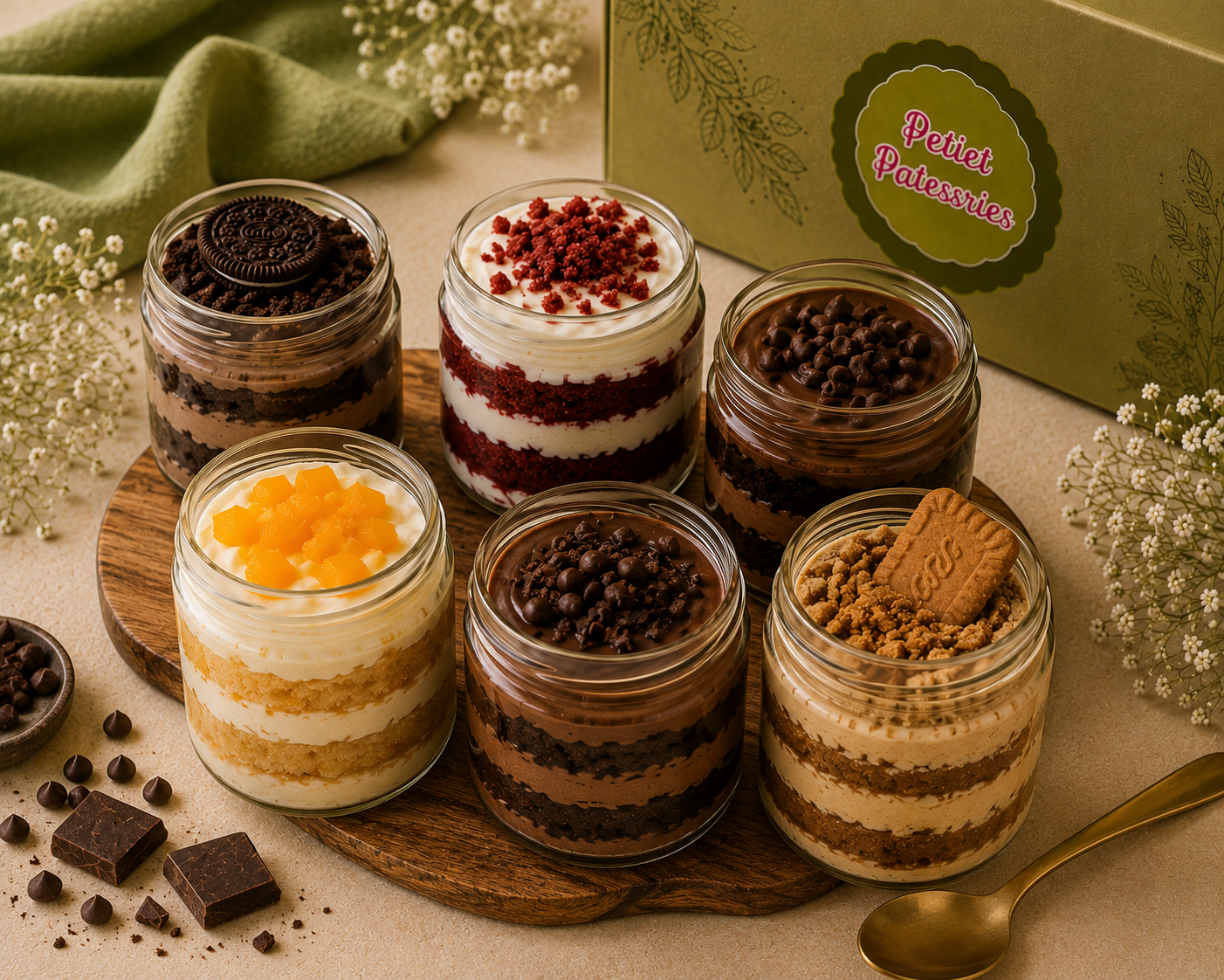 Petiet Patessries layered eggless jar cakes